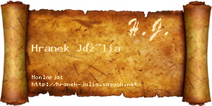 Hranek Júlia névjegykártya